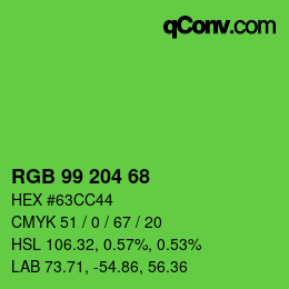 Color code: RGB 99 204 68 | qconv.com