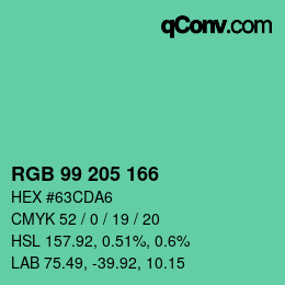 Color code: RGB 99 205 166 | qconv.com