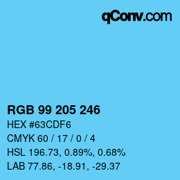 カラーコード: RGB 99 205 246 | qconv.com