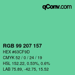 Color code: RGB 99 207 157 | qconv.com