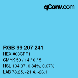 Color code: RGB 99 207 241 | qconv.com