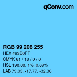 Color code: RGB 99 208 255 | qconv.com