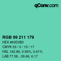 Color code: RGB 99 211 179 | qconv.com
