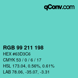 Color code: RGB 99 211 198 | qconv.com
