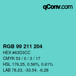 Color code: RGB 99 211 204 | qconv.com