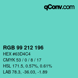 Color code: RGB 99 212 196 | qconv.com