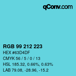 Color code: RGB 99 212 223 | qconv.com