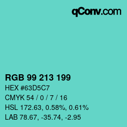 Color code: RGB 99 213 199 | qconv.com