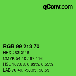 颜色代码: RGB 99 213 70 | qconv.com