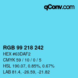 Color code: RGB 99 218 242 | qconv.com