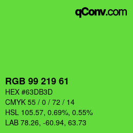 Color code: RGB 99 219 61 | qconv.com