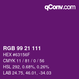カラーコード: RGB 99 21 111 | qconv.com