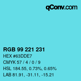 Color code: RGB 99 221 231 | qconv.com