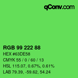 カラーコード: RGB 99 222 88 | qconv.com
