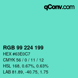 Color code: RGB 99 224 199 | qconv.com