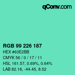 Color code: RGB 99 226 187 | qconv.com