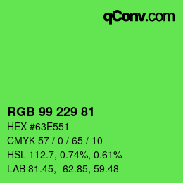 Color code: RGB 99 229 81 | qconv.com