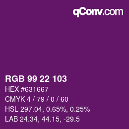 颜色代码: RGB 99 22 103 | qconv.com