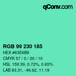 Color code: RGB 99 230 185 | qconv.com