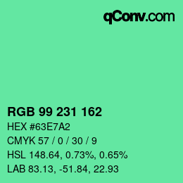 Color code: RGB 99 231 162 | qconv.com