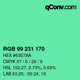 Color code: RGB 99 231 170 | qconv.com