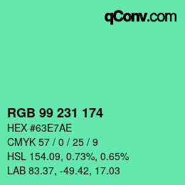 Color code: RGB 99 231 174 | qconv.com