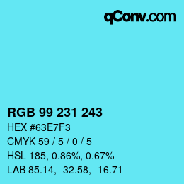Color code: RGB 99 231 243 | qconv.com