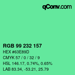 Color code: RGB 99 232 157 | qconv.com