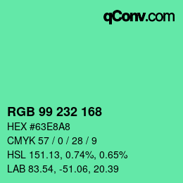 Color code: RGB 99 232 168 | qconv.com