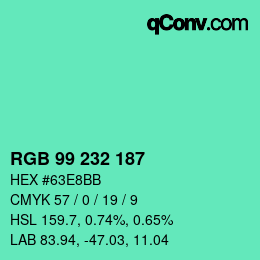 Color code: RGB 99 232 187 | qconv.com