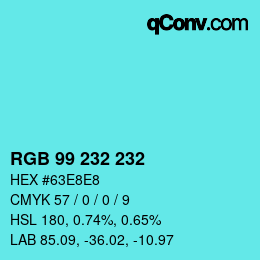 Color code: RGB 99 232 232 | qconv.com