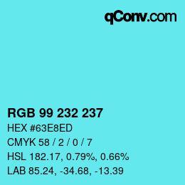 Color code: RGB 99 232 237 | qconv.com