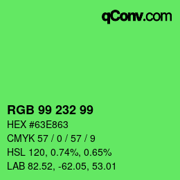 Color code: RGB 99 232 99 | qconv.com