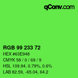 Color code: RGB 99 233 72 | qconv.com