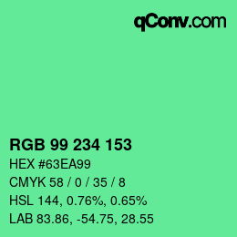 Color code: RGB 99 234 153 | qconv.com