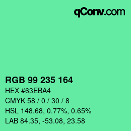 颜色代码: RGB 99 235 164 | qconv.com