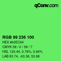 Color code: RGB 99 236 100 | qconv.com