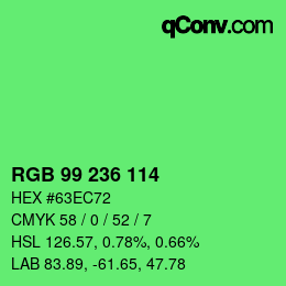 Color code: RGB 99 236 114 | qconv.com