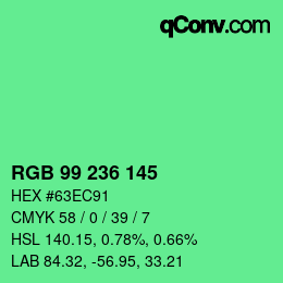 Color code: RGB 99 236 145 | qconv.com