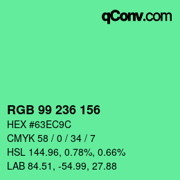 Color code: RGB 99 236 156 | qconv.com