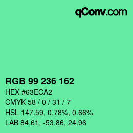 Color code: RGB 99 236 162 | qconv.com