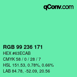 Color code: RGB 99 236 171 | qconv.com