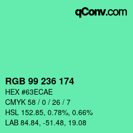 Color code: RGB 99 236 174 | qconv.com