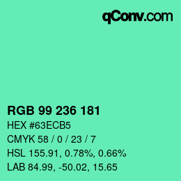 Color code: RGB 99 236 181 | qconv.com
