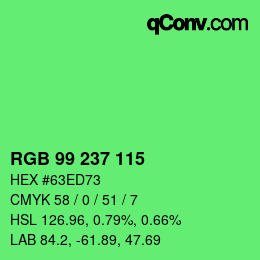 颜色代码: RGB 99 237 115 | qconv.com
