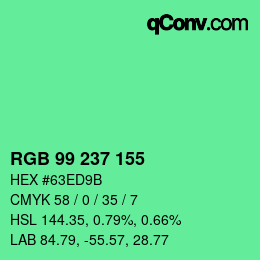 颜色代码: RGB 99 237 155 | qconv.com