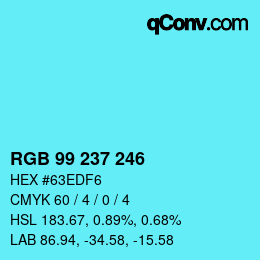 Color code: RGB 99 237 246 | qconv.com