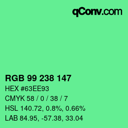 颜色代码: RGB 99 238 147 | qconv.com