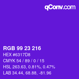 Color code: RGB 99 23 216 | qconv.com