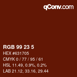 Color code: RGB 99 23 5 | qconv.com